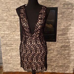 Forever 21 Black Lace Dress w/ Nude Lining Size S